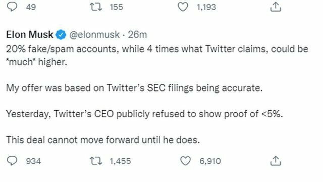 Elon Musk cho rằng Twitter có 20% số tài khoản là giả mạo (Ảnh: Twitter)